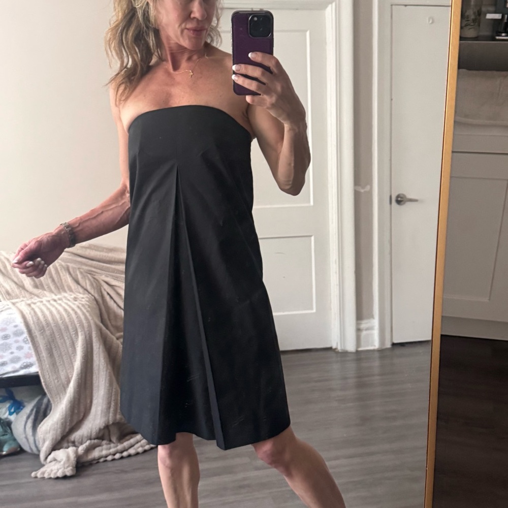 La Prestic Ouiston Paris Strapless Black Cotton Dress with Built-In Corset Sz S - Picture 4 of 13
